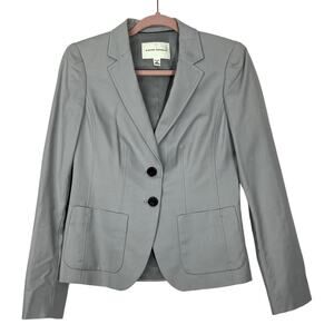 Banana Republic Gray Stretch 2 Button Closure Front Pockets Career Blazer Size 6